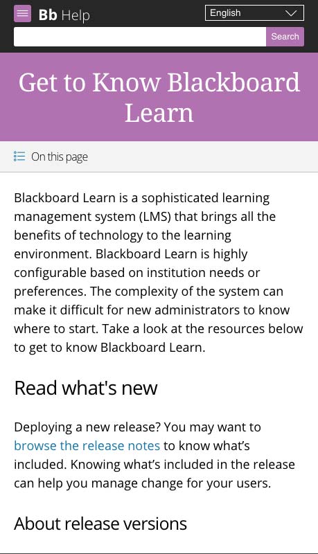 Blackboard Help article page
